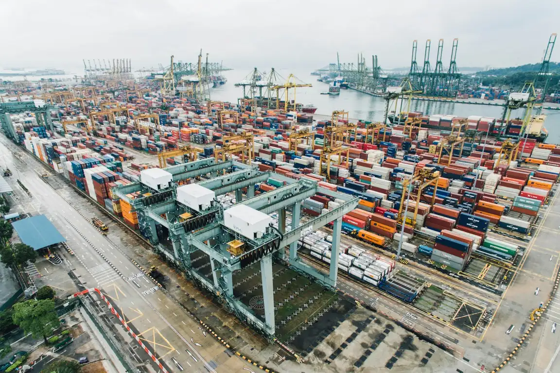 Shipping containers at a freight terminal