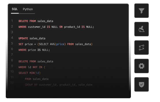 SQL editor for preparing secure, multi-tenant datasets before embedded analytics in Databrain