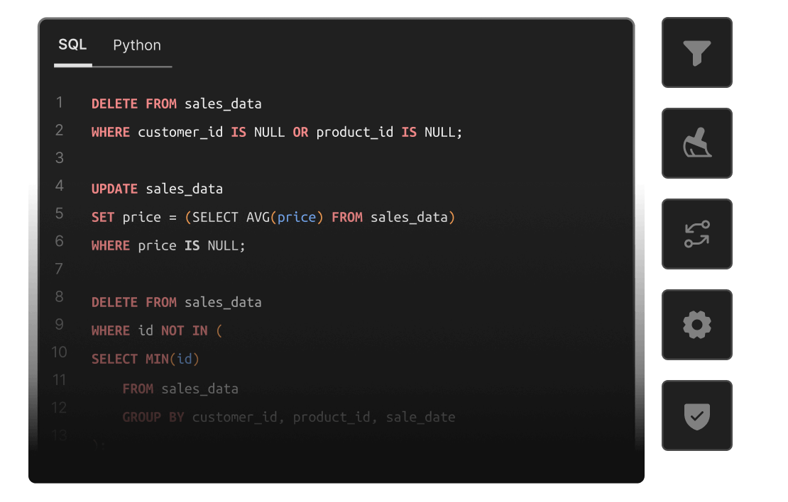 SQL editor for preparing secure, multi-tenant datasets before embedded analytics in Databrain